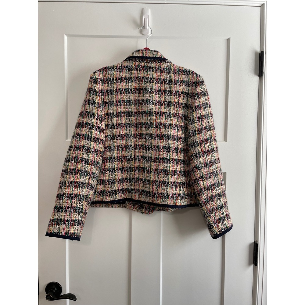 Talbots Tweed Blazer Multicolor Plaid Jacket Classic Tailored Career Chic - Picture 9 of 9